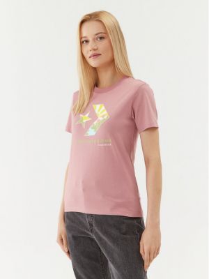 T-shirt à motif chevrons à motif étoile Converse rose