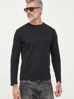 Bombažna majica z dolgimi rokavi z dolgimi rokavi Sisley črna