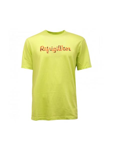 T-shirt aus baumwoll mit leopardenmuster mit rundem ausschnitt Refrigiwear gelb