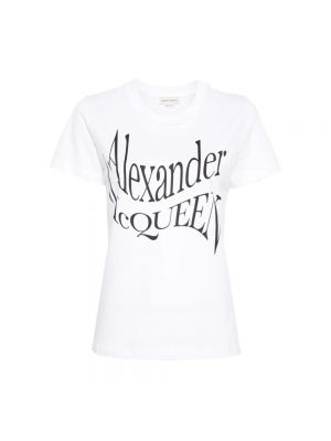 Biała koszulka z nadrukiem Alexander Mcqueen