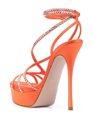Sandały z kryształkami Le Silla pomarańczowe