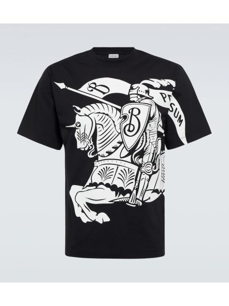 Kokvilnas t-krekls ar apdruku džersija Burberry melns