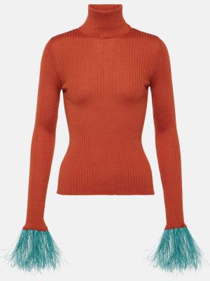 Jedwabny sweter z kaszmiru La Doublej pomarańczowy