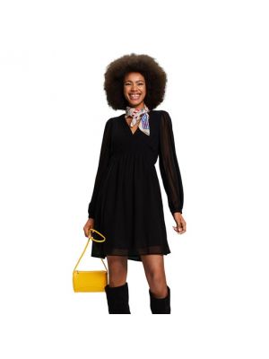 Mini vestido de viscosa drapeado Esprit Collection negro