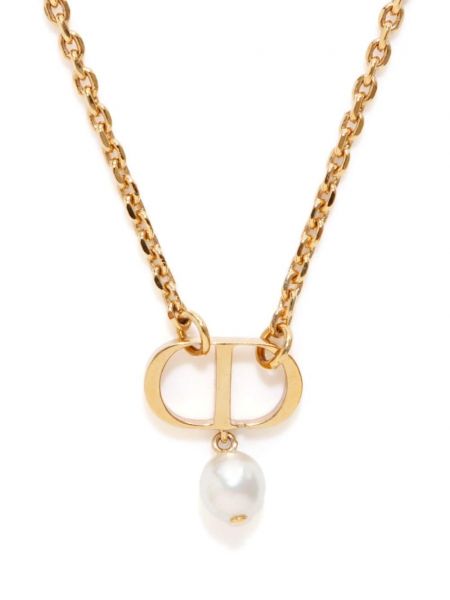 Верига с перли със златно покритие Christian Dior Pre-owned златисто