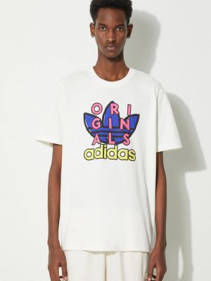 Бежева бавовняна футболка з принтом Adidas Originals