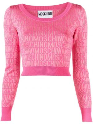 Пуловер с принт Moschino розово