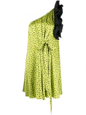 Sukienka koktajlowa w grochy z nadrukiem Pinko zielona