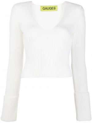 Пуловер с v-образно деколте Gauge81 бяло