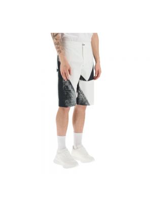 Pantalones cortos de algodón con estampado Alexander Mcqueen blanco