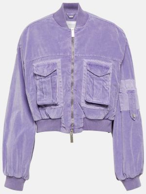 Žametna bomber jakna iz rebrastega žameta Blumarine vijolična