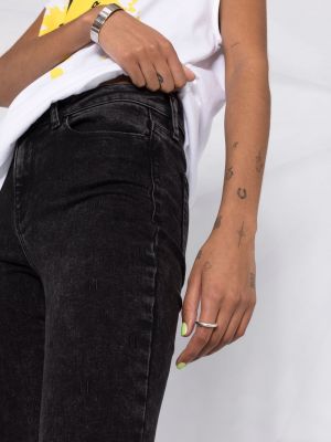 Haftowane jeansy skinny Karl Lagerfeld czarne