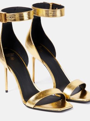 Sandale din piele Balmain auriu