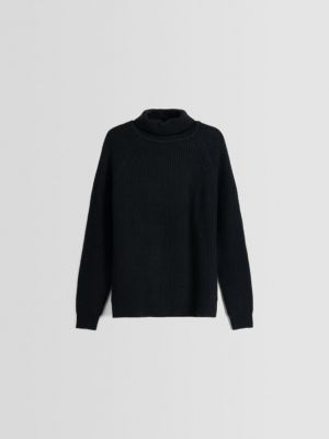 Dzianinowy sweter Bershka czarny