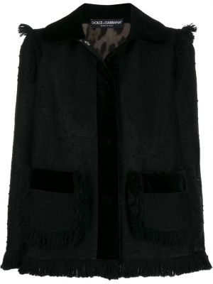 Chaqueta con flecos de tweed Dolce & Gabbana negro