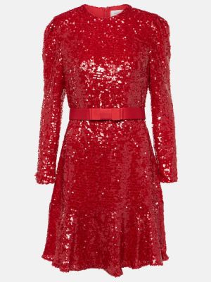 Mini vestido con lentejuelas con lazo Erdem rojo