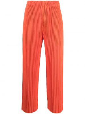 Pantaloni cu picior drept plisate Issey Miyake portocaliu