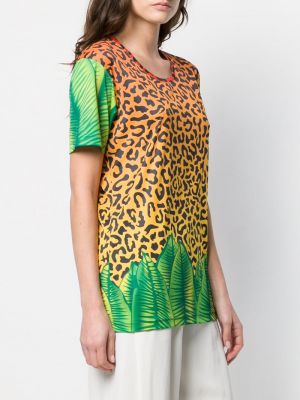 Leopardí tričko s potiskem Kansai Yamamoto Pre-owned oranžové