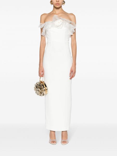 Květinové večerní šaty Alessandra Rich bílé