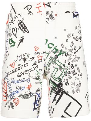 Pantaloni scurți cu imagine Givenchy alb