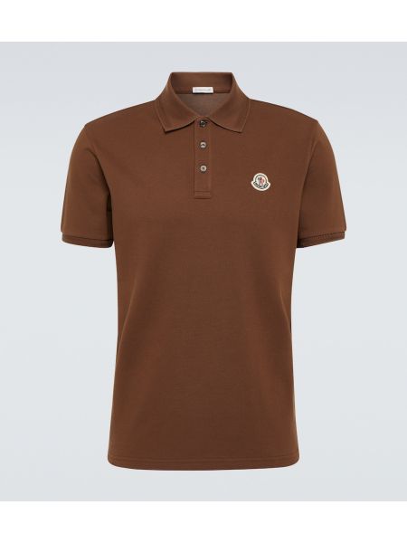 Pamuklu polo yaka tişört Moncler kahverengi