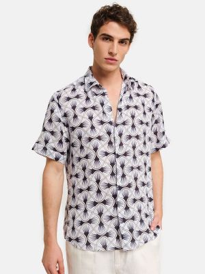 Camisa de lino con estampado con estampado geométrico Peninsula