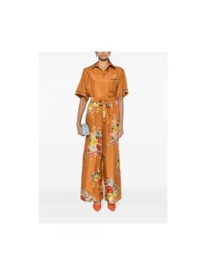 Pantalones de cintura alta de flores con estampado Zimmermann naranja