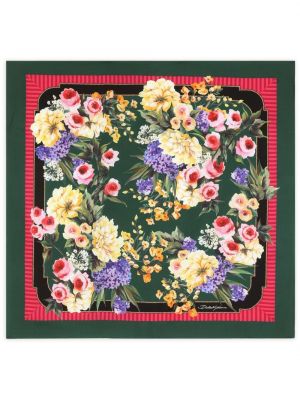 Virágos selyem sál nyomtatás Dolce & Gabbana zöld