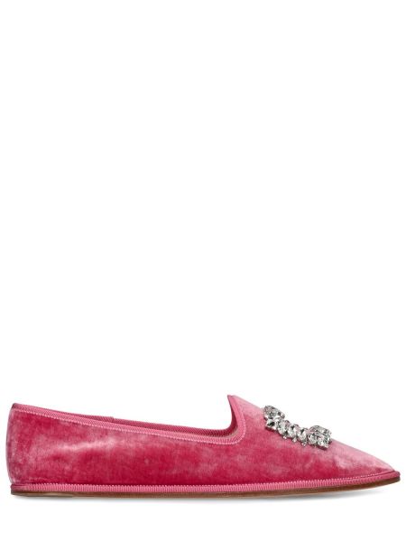 Aksamitne loafers Roger Vivier różowe