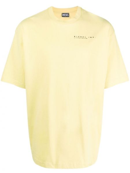 Памучна тениска с принт Diesel жълто