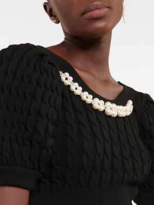 Crop top s perlami Simone Rocha černý