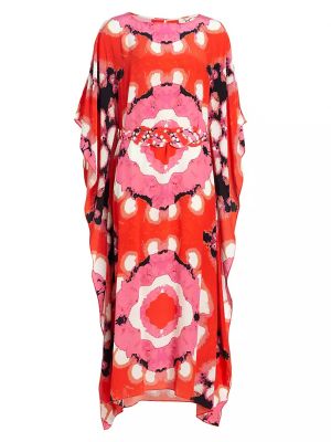 Шелковое платье с геометрическим узором Figue розовое
