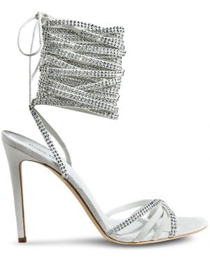 Полуотворени обувки с кристали Paris Texas бяло
