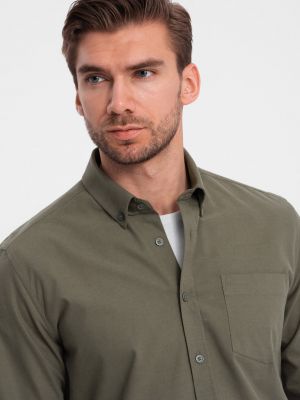 Bavlnená priliehavá košeľa s vreckami Ombre khaki