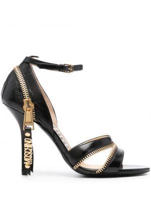 Kožne sandale s patentnim zatvaračem Moschino