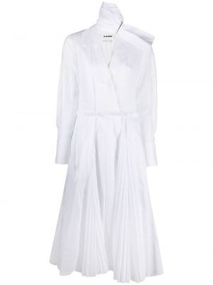Πλισέ τραπεζοειδές φόρεμα Jil Sander λευκό