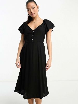 Льняное платье миди Vero Moda черное