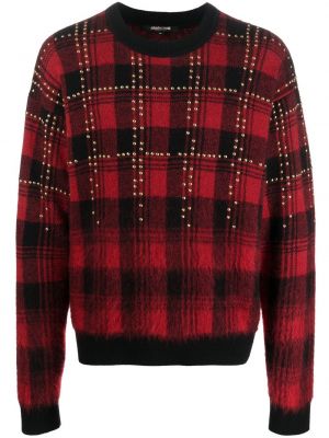Кариран пуловер с шипове Roberto Cavalli