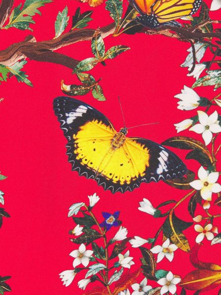 Bufanda de seda de flores con estampado Burberry rojo