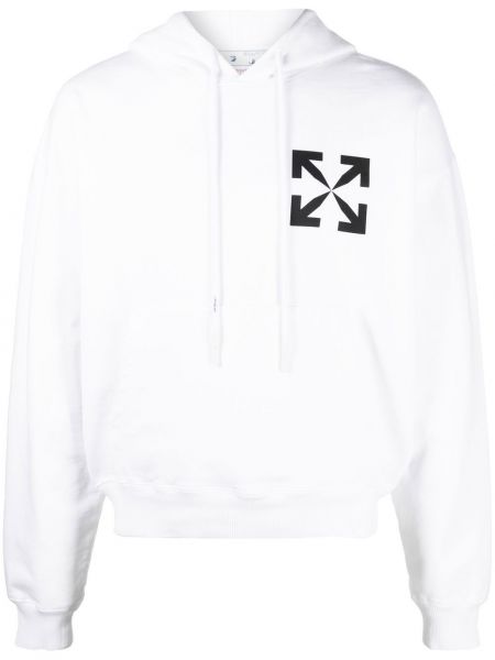 Памучен суичър с качулка Off-white бяло