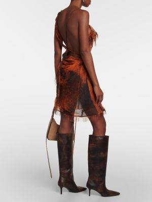 Šifonové šaty s potiskem Acne Studios oranžové