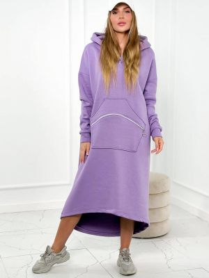 Zateplené šaty s kapucí Kesi fialové