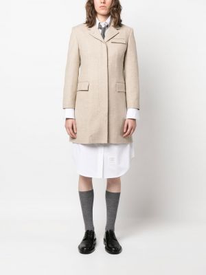 Vlněný kabát Thom Browne béžový