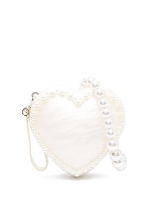 Kopertówka z perełkami w serca Simone Rocha biała