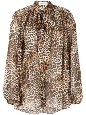 Svilena bluza s printom s leopard uzorkom Alexandre Vauthier smeđa