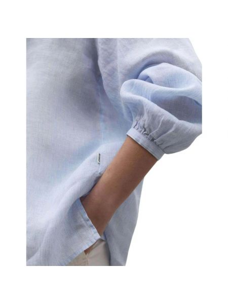 Blusa de lino a rayas Ecoalf azul