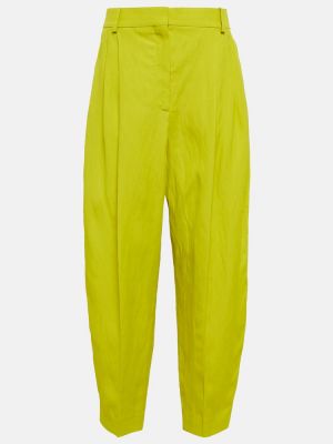 Pantaloni dritti di lino plissettati con motivo a stelle Stella Mccartney giallo