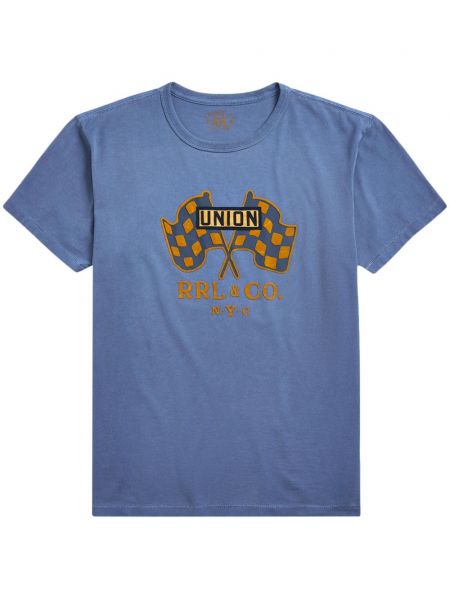 Kokvilnas t-krekls ar apdruku Ralph Lauren Rrl zils