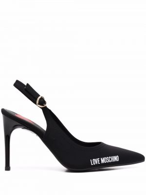 Slingback trykt stropper pumper Love Moschino svart