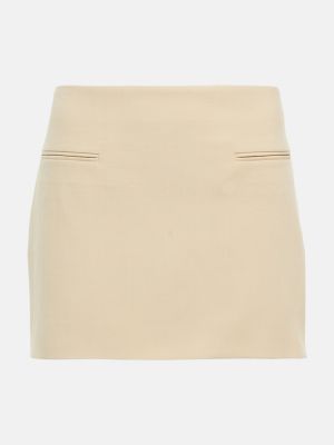 Vlněné mini sukně s nízkým pasem Ferragamo béžové